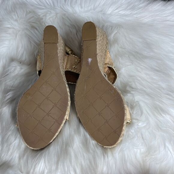 Jack Rogers Vanessa Gold Raffia Espadrille Wedge Sandals Sz 9 - Picture 4 of 8